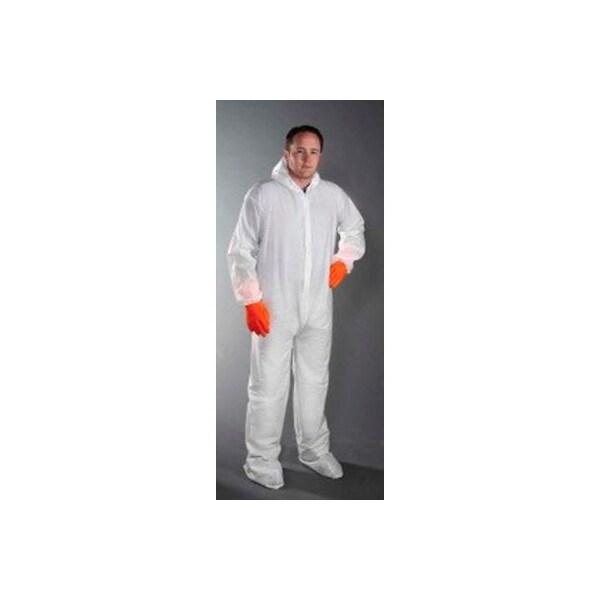 Keystone Safety Polypropylene Coverall/Bunny Suit, Elastic Wrists, Attached Hood & Boots, Zipper Front, 3XL, 25/CS CVL-NW-B-3XL - main